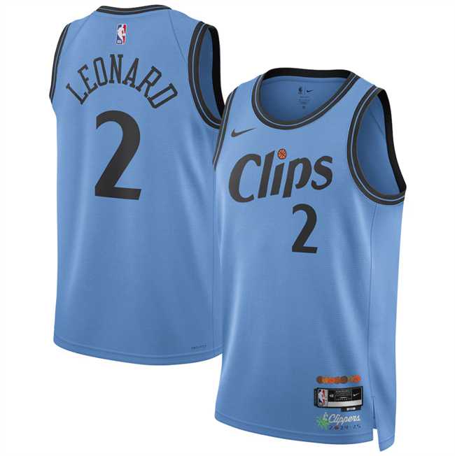 Men%27s Los Angeles Clippers #2 Kawhi Leonard Light Blue 2024-25 CityEdition Stitched Jersey Dzhi